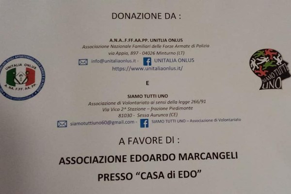 Grazie alle Associazioni "A.NA.F.FF.AA.PP Unitalia Onlus di Minturno e Siamo tutti uno